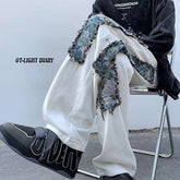 Men Jeans Oversize White Jeans plus Size Straight-Leg Trousers